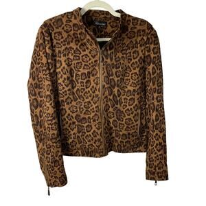 Vintage Y2K Baccini Cheetah Print Lightweight Zip Jacket Medium